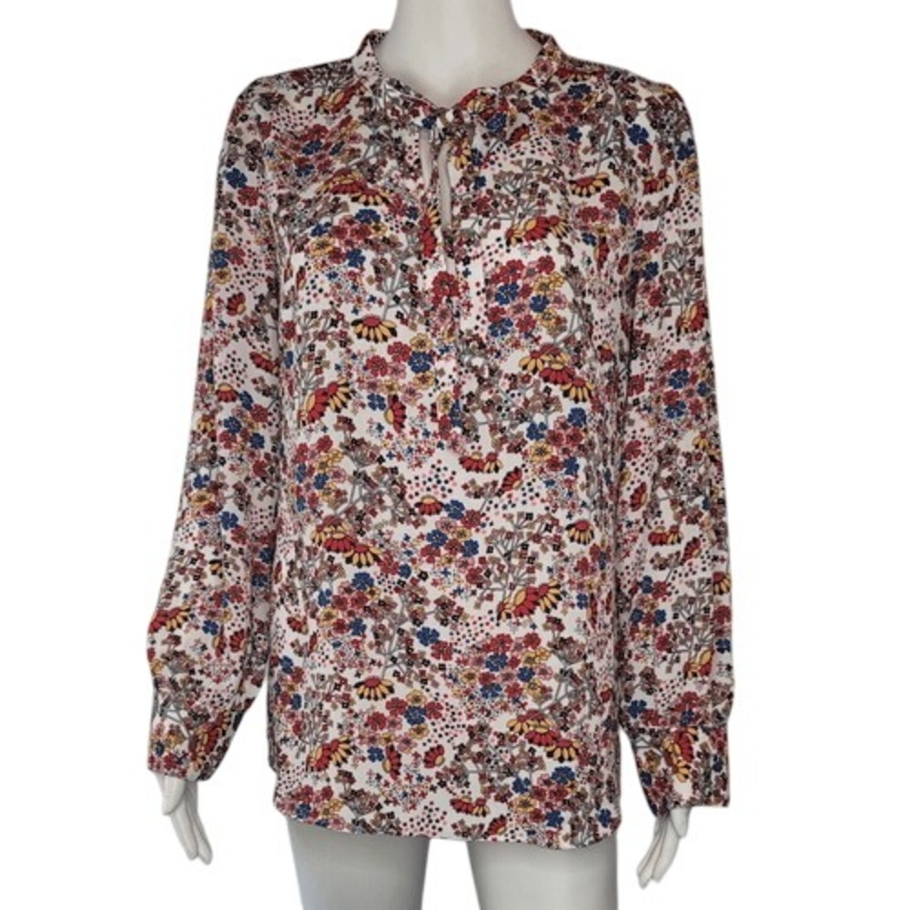 Talbots Meadow Floral Tie Neck‎ Blouse